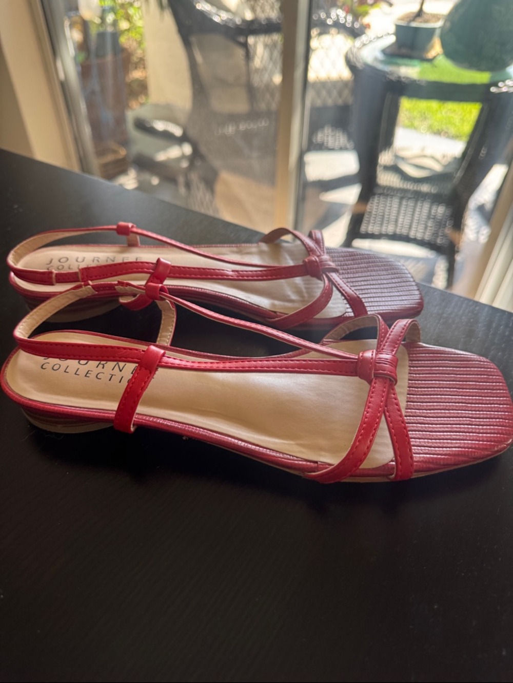 Journee Collection Red Knotted Slingback Flat Sandals